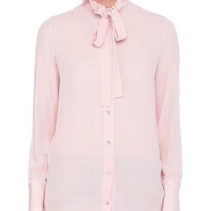 Valentino Silk Bow Detailed Long-Sleeved Shirt w Diamond Buttons